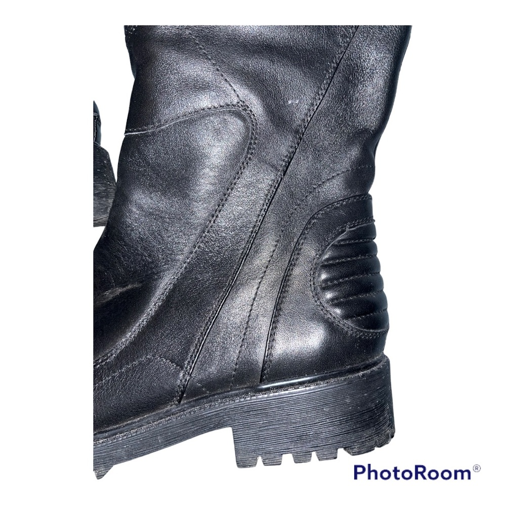 Leather moto boot lug sole